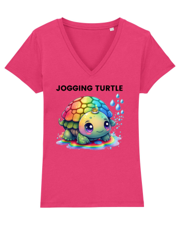 Broasca testoasa pictata in acuarela cu mesajul Jogging Turtle Raspberry