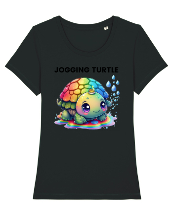 Broasca testoasa pictata in acuarela cu mesajul Jogging Turtle Black