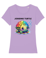 Broasca testoasa pictata in acuarela cu mesajul Jogging Turtle Tricou mânecă scurtă guler larg fitted Damă Expresser