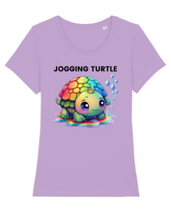 Broasca testoasa pictata in acuarela cu mesajul Jogging Turtle Lavender Dawn