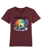 Broasca testoasa pictata in acuarela cu mesajul Jogging Turtle Tricou mânecă scurtă guler V Bărbat Presenter
