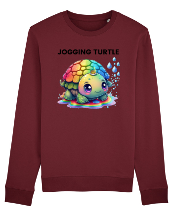 Broasca testoasa pictata in acuarela cu mesajul Jogging Turtle Burgundy