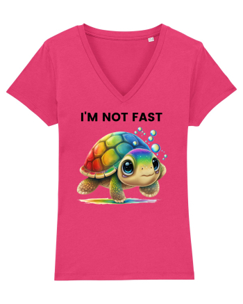 Broasca testoasa pictata in acuarela cu mesajul   I'm not fast Raspberry