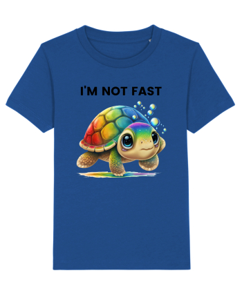 Broasca testoasa pictata in acuarela cu mesajul   I'm not fast Majorelle Blue