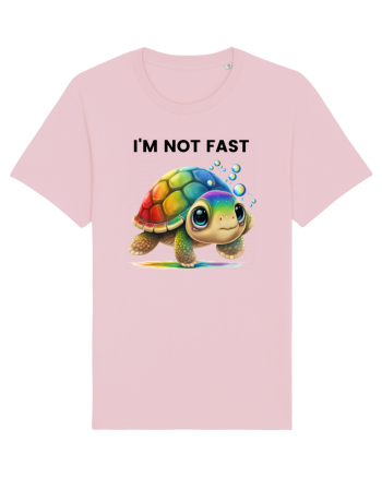 Broasca testoasa pictata in acuarela cu mesajul   I'm not fast Cotton Pink
