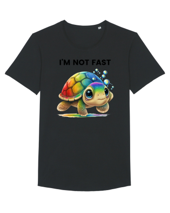 Broasca testoasa pictata in acuarela cu mesajul   I'm not fast Black