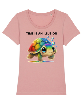 Broasca testoasa pictata in acuarela cu mesajul  Time is an Illusion Canyon Pink