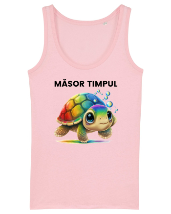 Broasca testoasa pictata in acuarela cu mesajul  Masor Timpul Cotton Pink