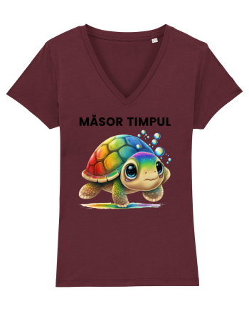 Broasca testoasa pictata in acuarela cu mesajul  Masor Timpul Burgundy