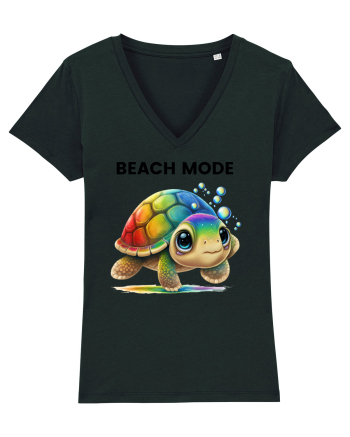 Broasca testoasa pictata in acuarela cu mesajul  Beach Mode Black