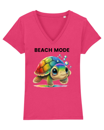 Broasca testoasa pictata in acuarela cu mesajul  Beach Mode Raspberry