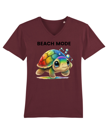 Broasca testoasa pictata in acuarela cu mesajul  Beach Mode Burgundy