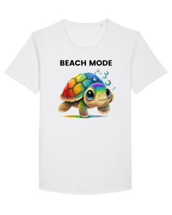Broasca testoasa pictata in acuarela cu mesajul  Beach Mode White