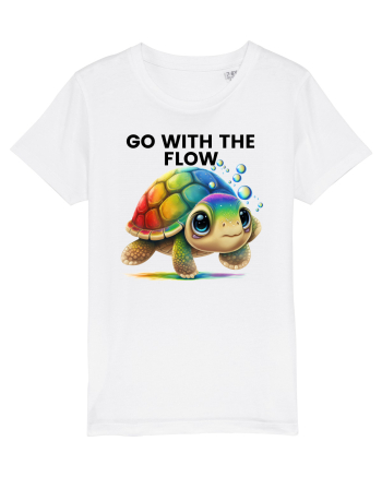 Broasca testoasa pictata in acuarela cu mesajul  Go with the Flow White