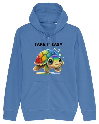 Broasca testoasa pictata in acuarela cu mesajul  Take it Easy Bright Blue