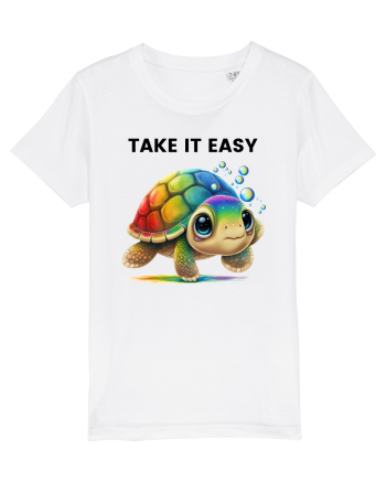Broasca testoasa pictata in acuarela cu mesajul  Take it Easy White