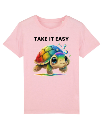 Broasca testoasa pictata in acuarela cu mesajul  Take it Easy Cotton Pink