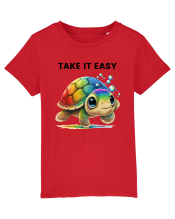 Broasca testoasa pictata in acuarela cu mesajul  Take it Easy Red