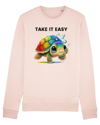 Broasca testoasa pictata in acuarela cu mesajul  Take it Easy Candy Pink