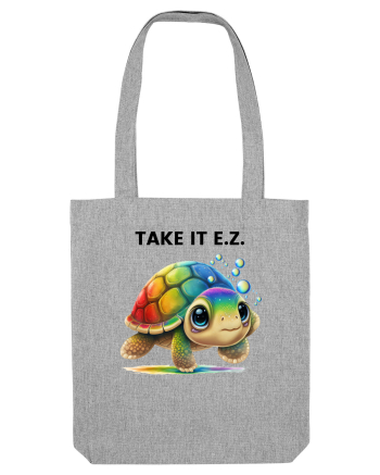 Broasca testoasa pictata in acuarela cu mesajul  Take it E.Z. Heather Grey