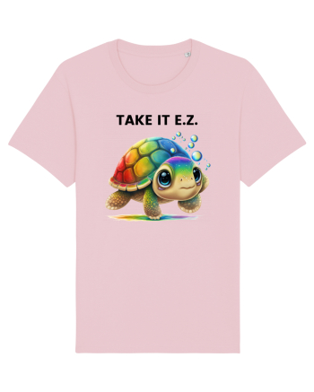 Broasca testoasa pictata in acuarela cu mesajul  Take it E.Z. Cotton Pink