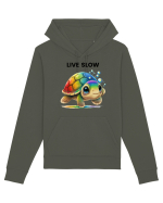 Broasca testoasa pictata in acuarela cu mesajul Live Slow Hanorac Unisex Drummer