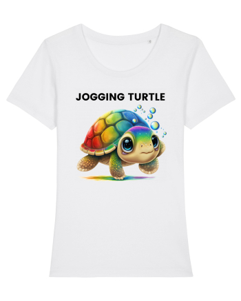 Broasca testoasa pictata in acuarela cu mesajul Jogging Turtle White