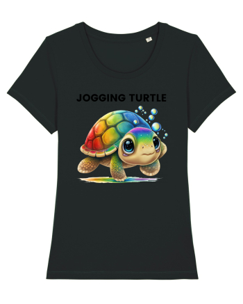 Broasca testoasa pictata in acuarela cu mesajul Jogging Turtle Black
