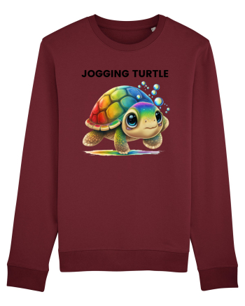 Broasca testoasa pictata in acuarela cu mesajul Jogging Turtle Burgundy