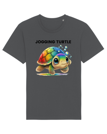 Broasca testoasa pictata in acuarela cu mesajul Jogging Turtle Anthracite