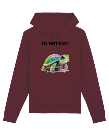Broasca testoasa pictata in acuarela cu mesajul   I'm not fast Burgundy