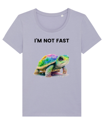 Broasca testoasa pictata in acuarela cu mesajul   I'm not fast Lavender