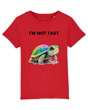 Broasca testoasa pictata in acuarela cu mesajul   I'm not fast Red