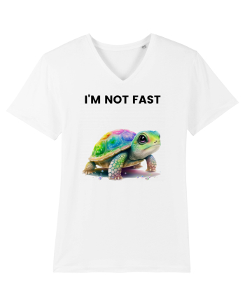 Broasca testoasa pictata in acuarela cu mesajul   I'm not fast White
