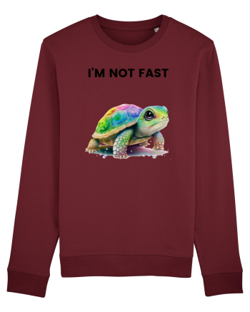 Broasca testoasa pictata in acuarela cu mesajul   I'm not fast Burgundy