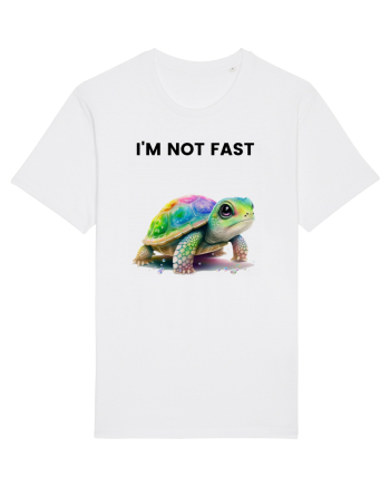 Broasca testoasa pictata in acuarela cu mesajul   I'm not fast White