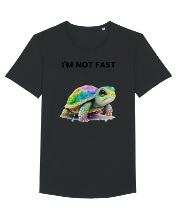 Broasca testoasa pictata in acuarela cu mesajul   I'm not fast Black