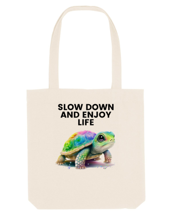 Broasca testoasa pictata in acuarela cu mesajul  Slow Down and Enjoy Life Natural