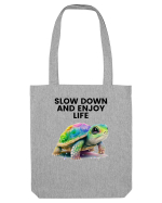 Broasca testoasa pictata in acuarela cu mesajul  Slow Down and Enjoy Life Sacoșă textilă