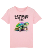 Broasca testoasa pictata in acuarela cu mesajul  Slow Down and Enjoy Life Tricou mânecă scurtă  Copii Mini Creator