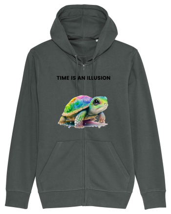 Broasca testoasa pictata in acuarela cu mesajul  Time is an Illusion Anthracite