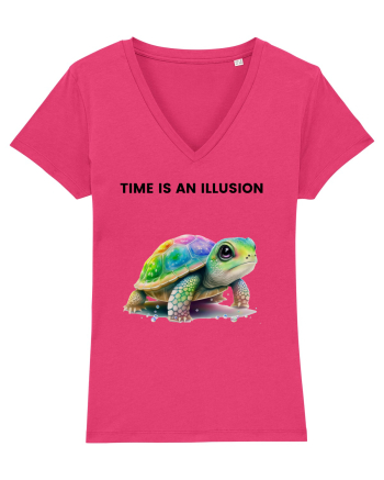 Broasca testoasa pictata in acuarela cu mesajul  Time is an Illusion Raspberry