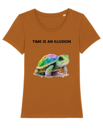 Broasca testoasa pictata in acuarela cu mesajul  Time is an Illusion Roasted Orange