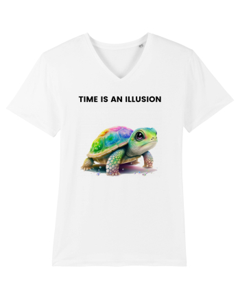Broasca testoasa pictata in acuarela cu mesajul  Time is an Illusion White