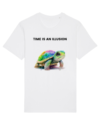 Broasca testoasa pictata in acuarela cu mesajul  Time is an Illusion White