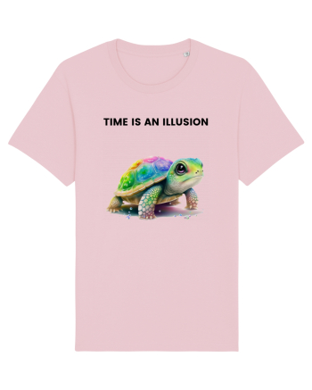 Broasca testoasa pictata in acuarela cu mesajul  Time is an Illusion Cotton Pink
