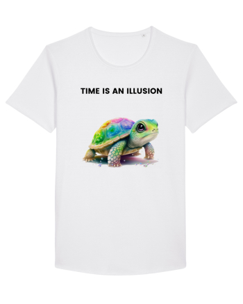Broasca testoasa pictata in acuarela cu mesajul  Time is an Illusion White