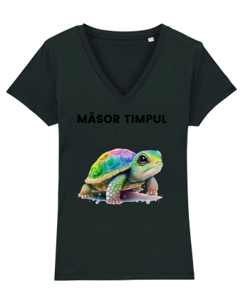 Broasca testoasa pictata in acuarela cu mesajul  Masor Timpul Black