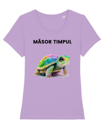 Broasca testoasa pictata in acuarela cu mesajul  Masor Timpul Lavender Dawn