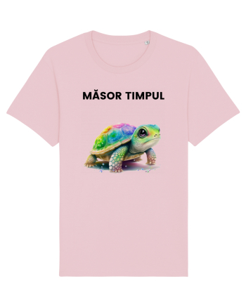 Broasca testoasa pictata in acuarela cu mesajul  Masor Timpul Cotton Pink